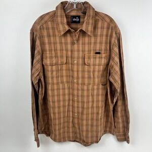 LEVI'S JEANS SilverTab Orange Plaid Button-Up Shirt Vintage Pockets Men's Large